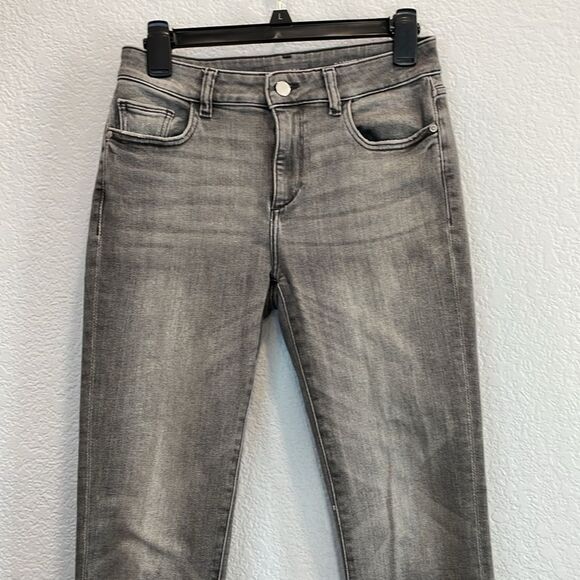 DL1961 Florence Mid Rise Instasculpt Skinny Ankle Chewed Hem Jeans Flint Wash 27 - Picture 3 of 10
